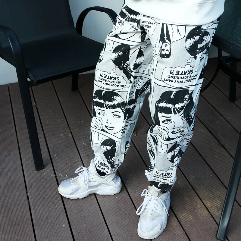 2019 весна лето японские граффити Брюки в стиле аниме модные пары брюки уличная