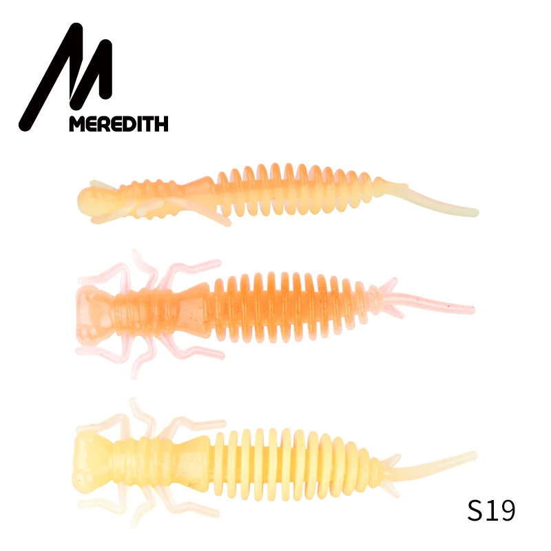 S19 От магазина MEREDITH 8 шт./лот личинка реалистичный живых насекомых 1,7g 62 мм с наружной резьбой Мягкие Приманки форель червь приманки, мягкие приманки для рыболовных снастей - Цвет: S19