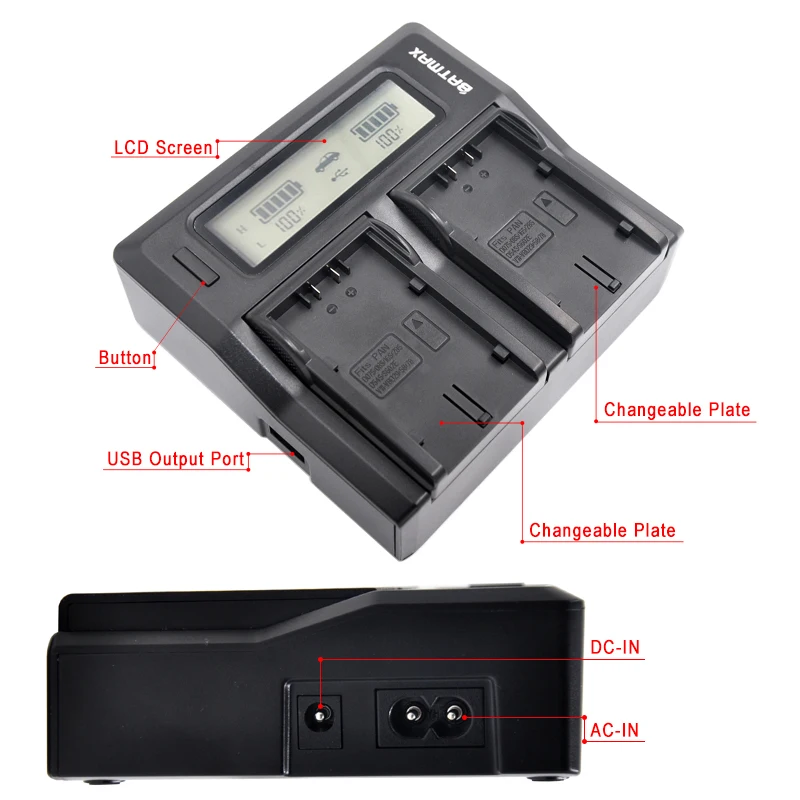 

Ultra Fast LCD Dual Charger Kits for Panasonic CGA-D54S Battery CGA-D220, CGA-D320, CGA-D54, CGR-D08, CGR-D16, CGR-D28, CGR-D53