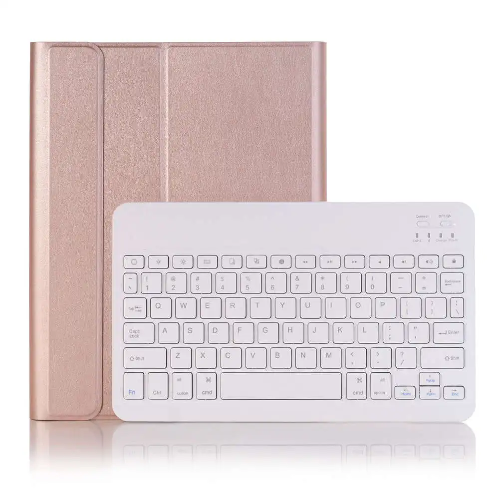 Для iPad Air 3 10,5 Съемный Bluetooth русский/испанский/Иврит Клавиатура+ тонкий стенд из искусственной кожи Чехол встроенный карандаш держатель - Цвет: Rose Gold