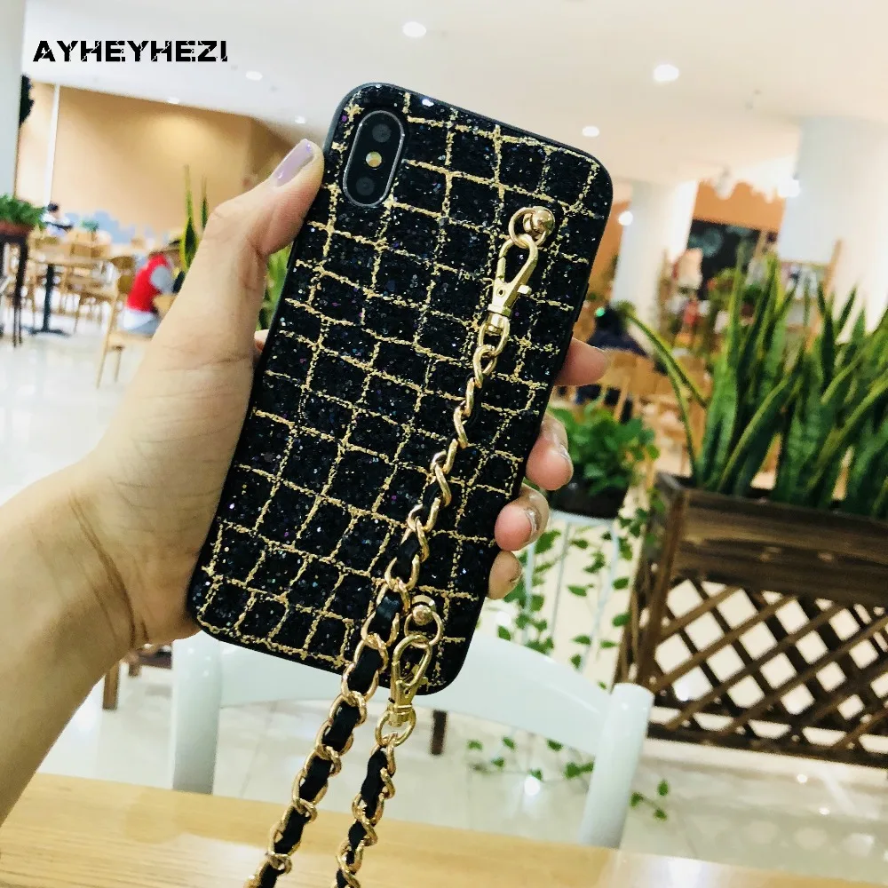 Чехол для IPhone XS X 8 7 6 S 6 Plus, удобный чехол через плечо с длинной цепочкой, блестящая девушка, модный дизайн, хороший