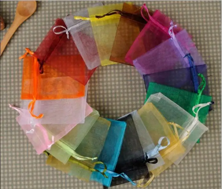 50pcs X 2 colors 100 шт/партия 7x9 см оптом сумки из органзы Свадебные мешки ювелирные изделия упаковка сумки милый Подарочный пакет день рождения украшения дропшиппинг - Цвет: 50pcs X 2 colors