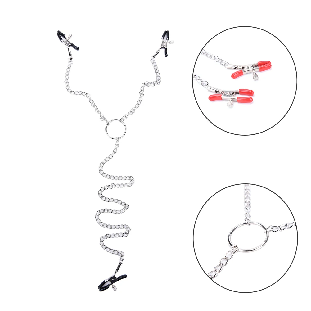 

Hot Sale Adjustable 1 Set Metal Breast Nipple 3 Clamps W Chain Clip Clamp Bondage