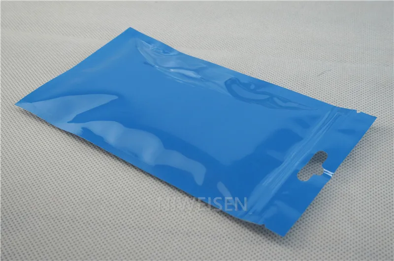 100 шт. синие полупрозрачные жемчужные пакеты с висячим отверстием передняя