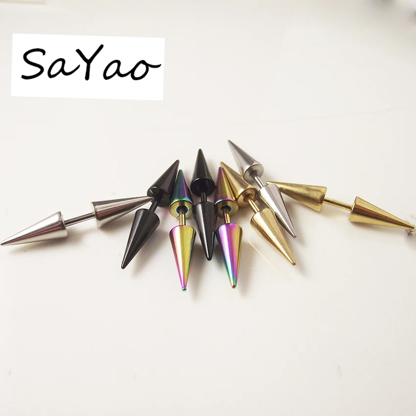 2 шт. поддельные конические растяжки для ушей из нержавеющей стали|earring jewelry