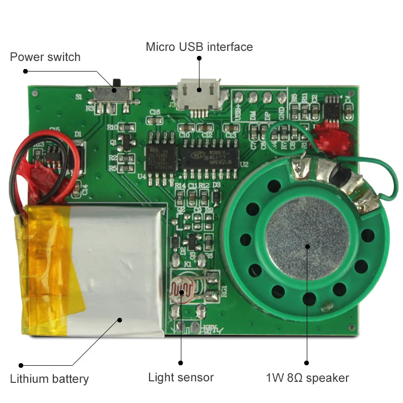 Датчик Света Активированный USB для загрузки MP3 модуль воспроизведения звука с