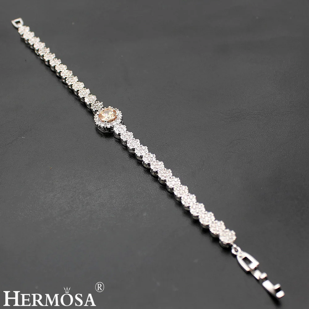 Hermosa ювелирные изделия бриллиантовые браслеты серебряного цвета Morganite 7 дюймов 17