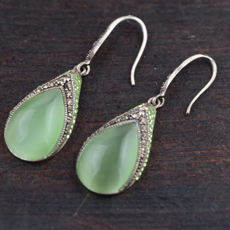 

Opal Earrings S925 silver inlaid colored silver earrings wholesale new multicolor