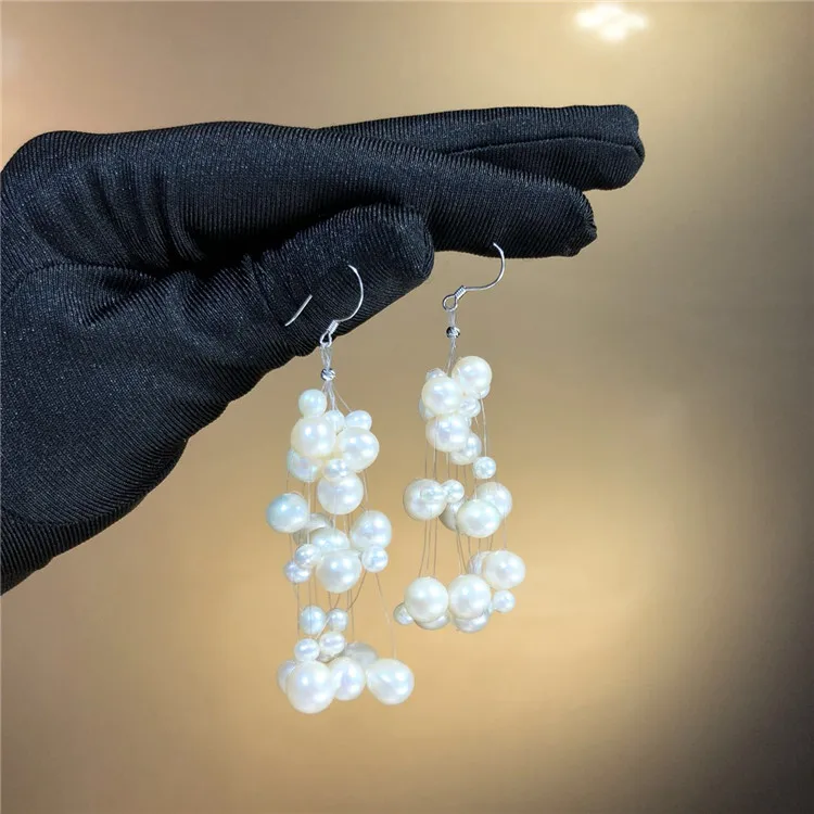 Natural Freshwater Pearl Earrings S925 Sterling Silver Hooks Elegant Drop Jewelry Women Gifts | Украшения и аксессуары