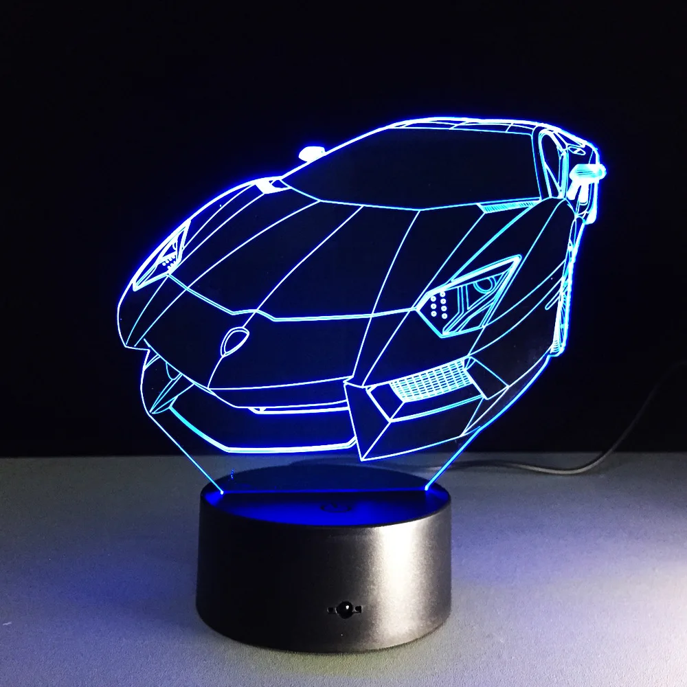 Ночник с 3d иллюзией спортивный гоночный автомобиль настольная лампа