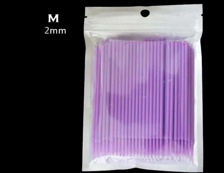 Purple M 100 шт./пакет одноразовая микрощетка ресницы человека Расширение Удаление ресниц тампон микро щетка для наращивания ресниц Инструменты - Цвет: Purple M