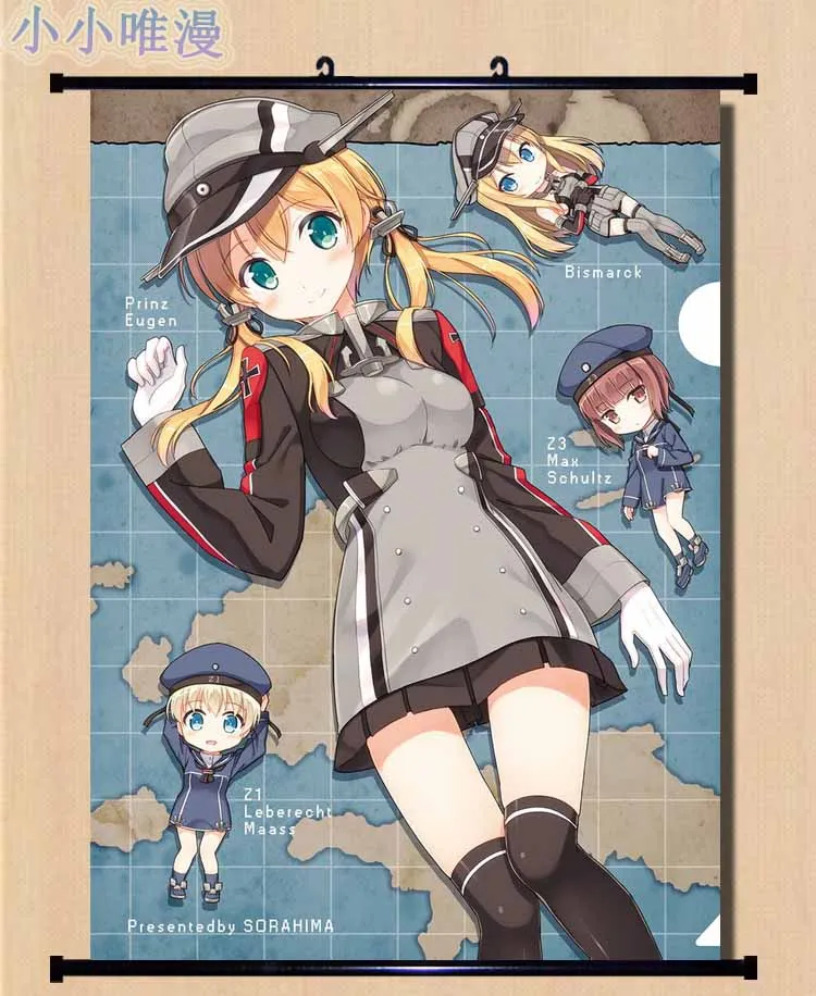 Аниме декоративные картины Kantai Collection kanglue персонажи Bismarck &amp Prinz Eugen домашний Декор