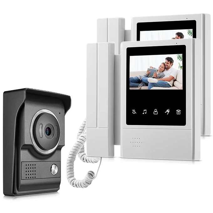 DIYSECUR 4,3 дюймов видеодомофон видео домофон 700TV линия ИК ночного видения HD камера для дома и офиса Заводская Новинка - Цвет: 1V2