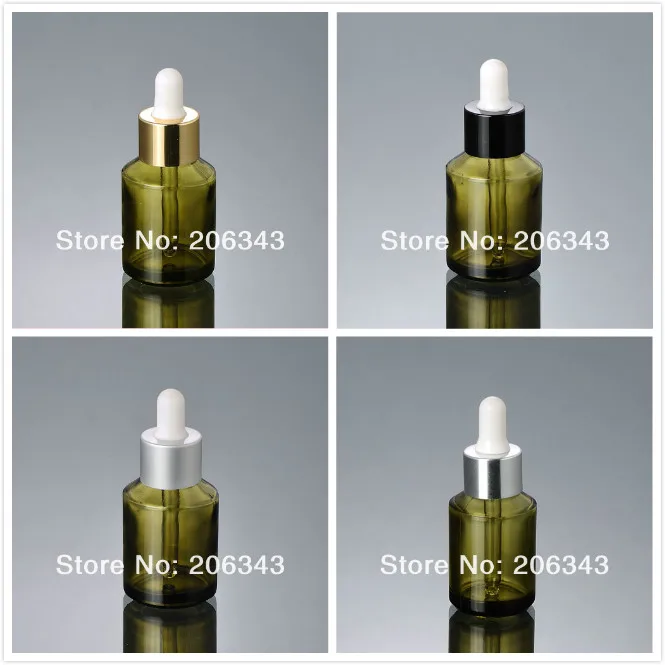 30 мл зеленая стеклянная бутылка с золотом/матовым серебром/блестящим