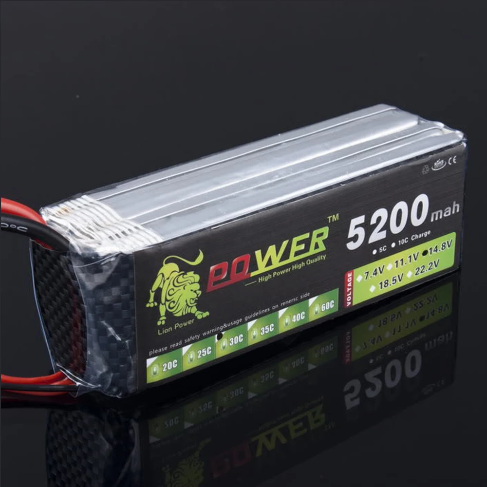 Ультра-высокая емкость Lion power 4S 14,8 V 5200mAh Lipo батарея 30c до 35c T/XT60 Разъем для RC лодки автомобиля Quodcopter части батареи