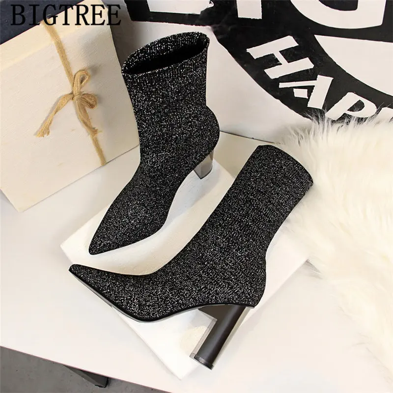 Женская обувь сапоги с теплым носком Bigtree до бедра ботильоны для женщин Женские