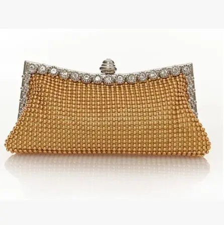 gold evening bag Роскошная женская сумочка, великолепная Алюминиевая сумка для банкета, дамская сумочка с кристаллами, вечерние официальное вечернее платье, клатчи - Цвет: gold evening bag