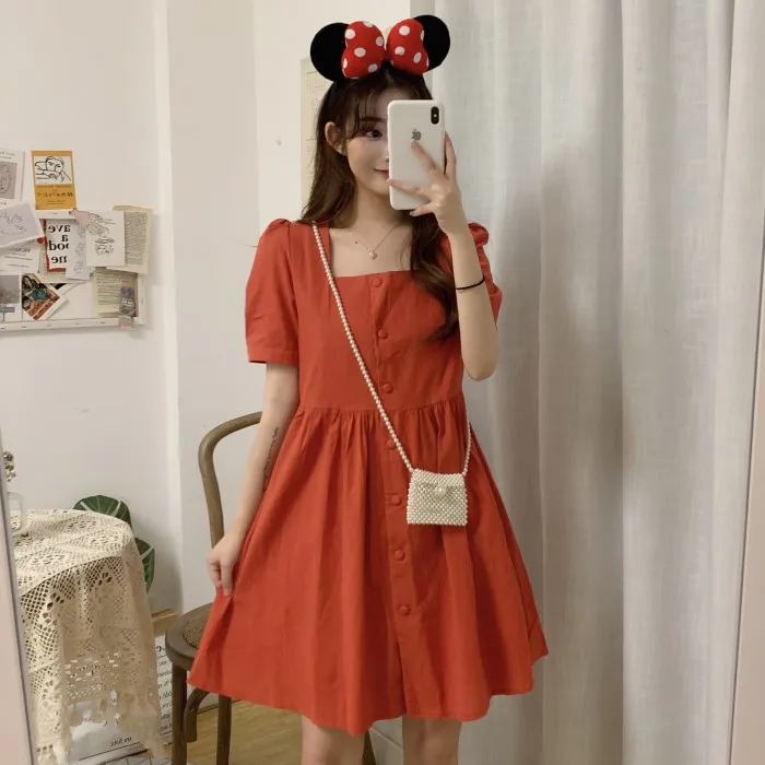 Летние мини платья Лидер продаж женское корейское японское консервативное
