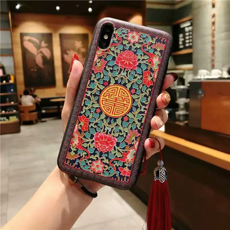 Mi8 Chinese traditional embroidery craft Phone Case For Xiaomi Mi A1 A2 3D Relief 6x 5x Mix2 Mix2s |