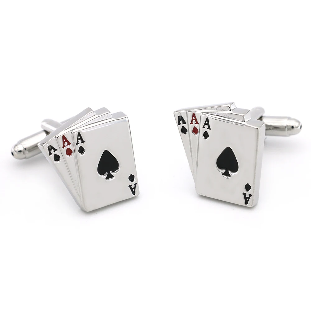 Покерные запонки серии казино для мужчин качественные из меди игральные карты 3