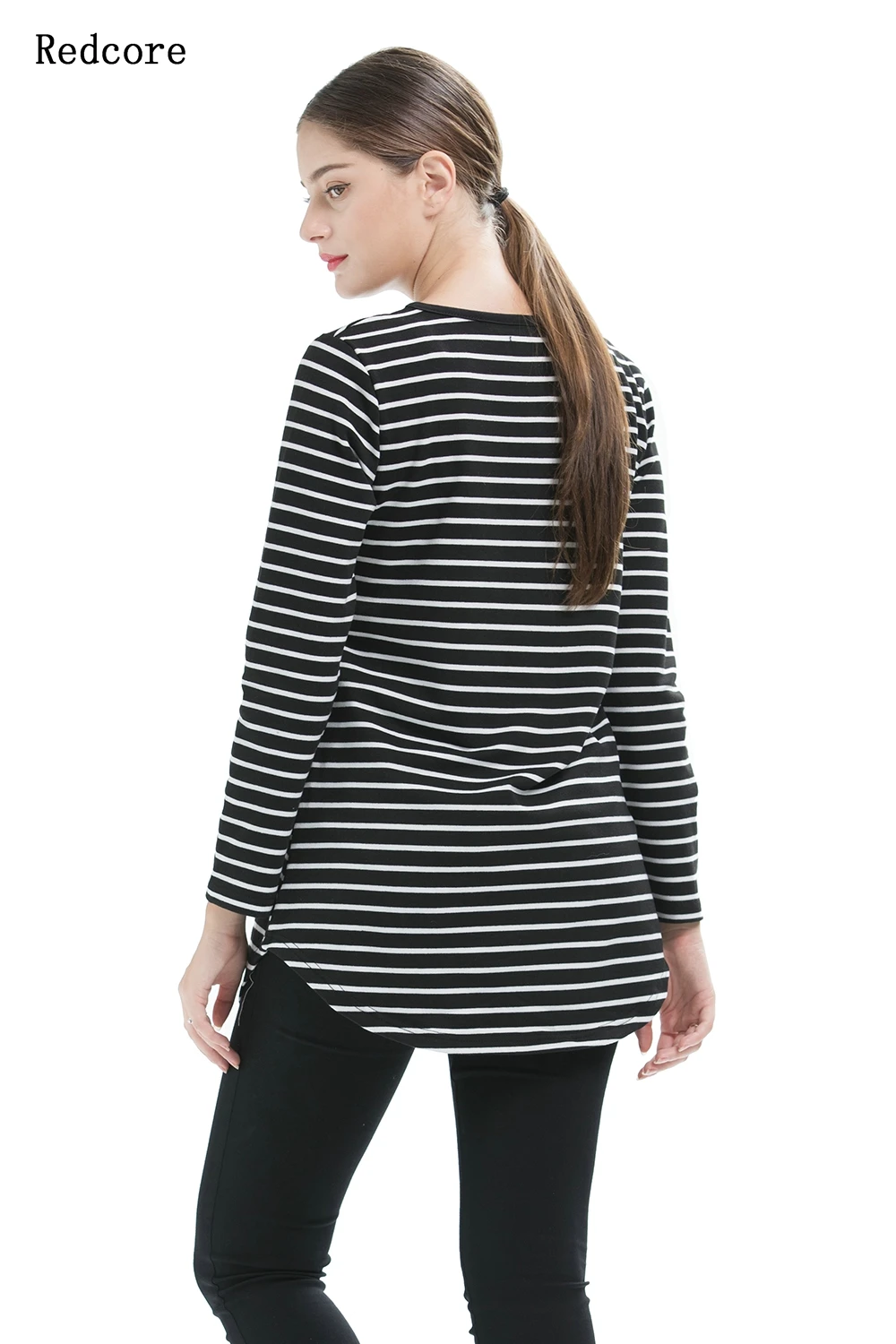 Redcore 2017 Новинка осени Большие размеры женские длинные полосы джемпер свободные V