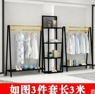 3m Двухъярусная витрина для магазина одежды, комбинированная стойка для мужчин и женщин, витрина для магазина одежды, железная одежда - Цвет: 3m
