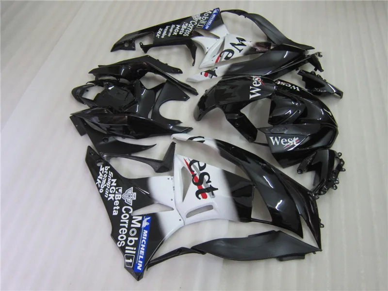 Бесплатная Настройка комплектов обтекателей для Kawasaki ZX 6R 2009 2010 2011 NINJA zx6r 09-12 Белый