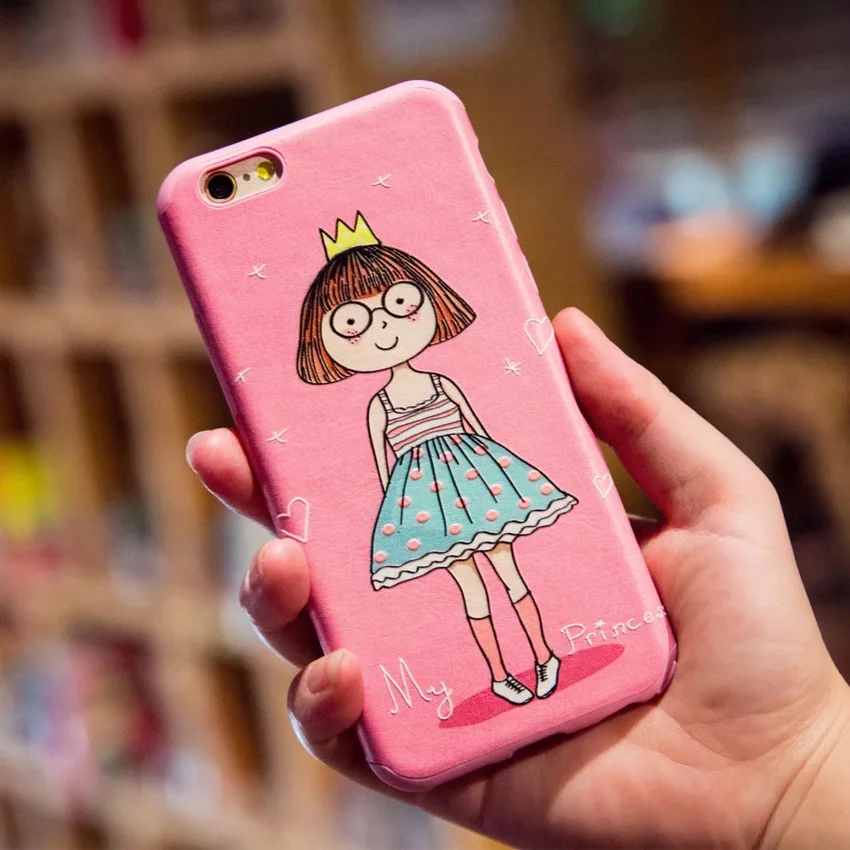 LPWZHMG Cartoon Patterned 3D Relief Phone Case For iphone 6 6s Plus 7 Soft Silicone Back Cover Matte TPU Cases |