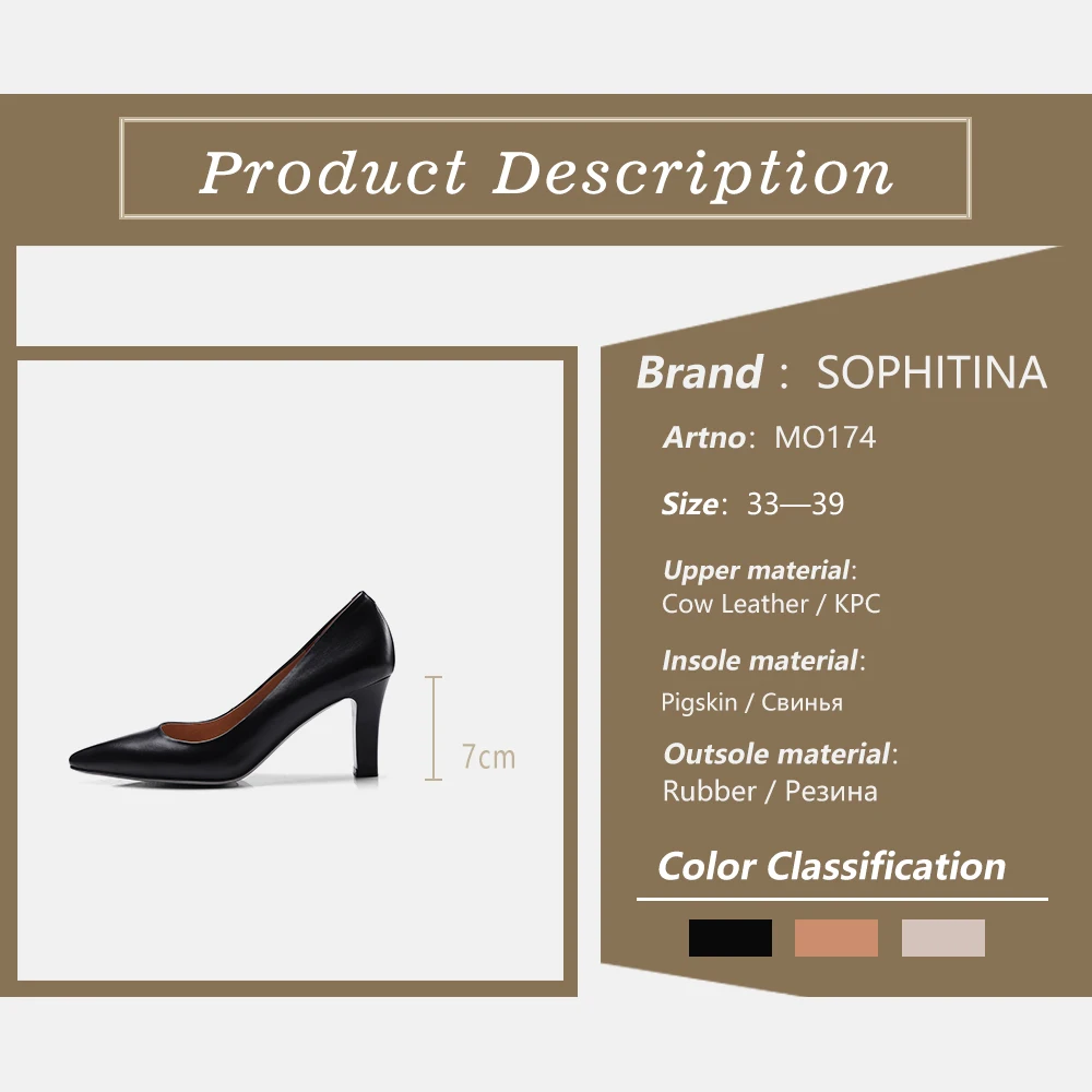 

SOPHITINA Fashion Women's Pumps Comfortable Square Heel Sexy Pointed Toe Slip-on Shoes Genuine Leather Hot Sale New Pumps MO174