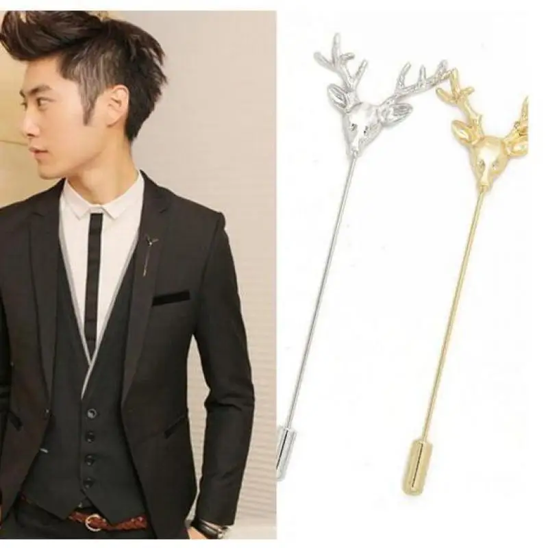 Мужская брошь в Корейском стиле маленькая с длинными иглами ретро украшение для