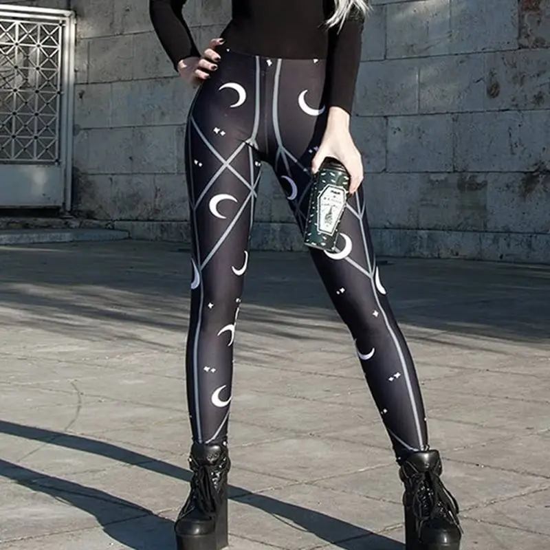 Панк Черный готический осень 2019 сексуальные Клубные женские леггинсы фитнес