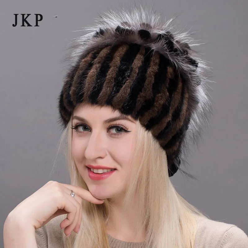 JKP, женская зимняя шапка, новая кожаная норковая плюшевая Пушистая Шапка, шапка с лисьим мехом, замшевая модная Русская Шапка, женская шапка, DHY17-20