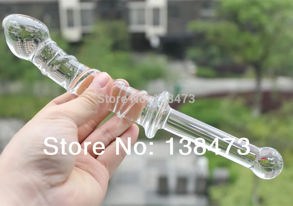 Очень длинные большие розовые резные стеклянные фаллоимитаторы с кристаллами