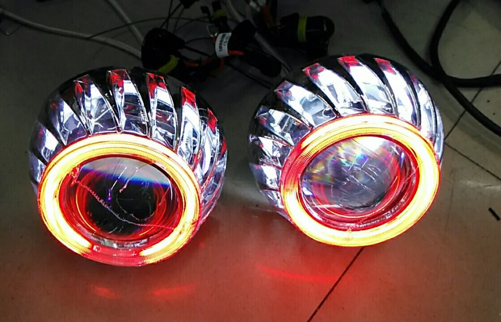 3,0 дюймов 12V 35W Биксеноновые ксеноновые линзы прожекторного типа ангельские глазки автомобиля/фара Тактический целеуказатель прицел цвет желтый, синий; размеры 34–43 красный, Белый Зеленый ангел глаз