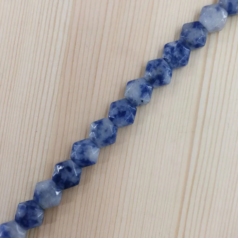 

Wholesale fashion Natural sodalite stone bead charm 8mm Hexagonal section beads 50pcs for jewelry making necklace accessories