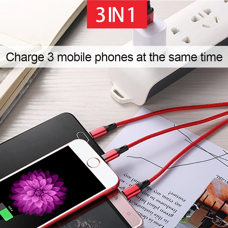 3 в 1 микро USB кабели для мобильных телефонов 5V2A Тип зарядки c iOS Android Быстрая зарядка зарядное устройство тип-c 3в1 несколько шнуров