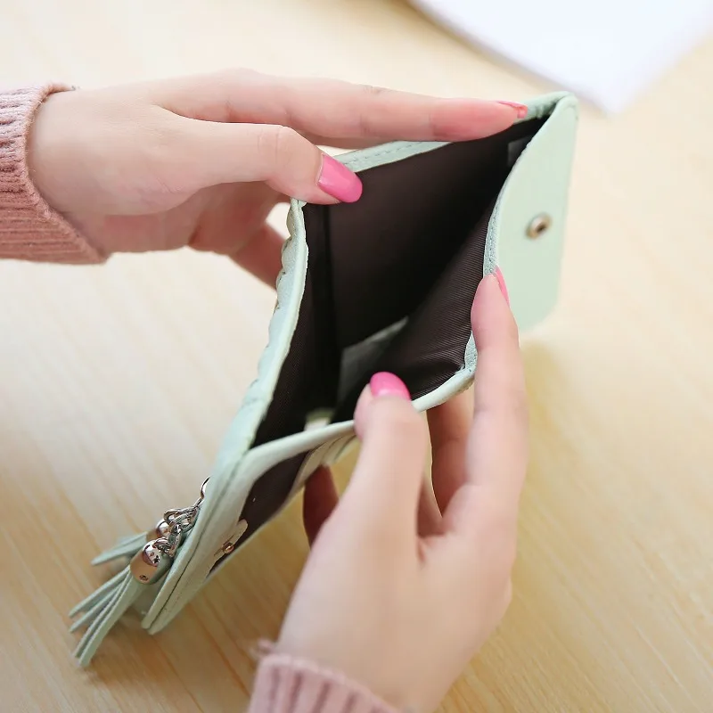 Dudini карты дамы кошелек короткие Простой искусственная кожа складной тонкий