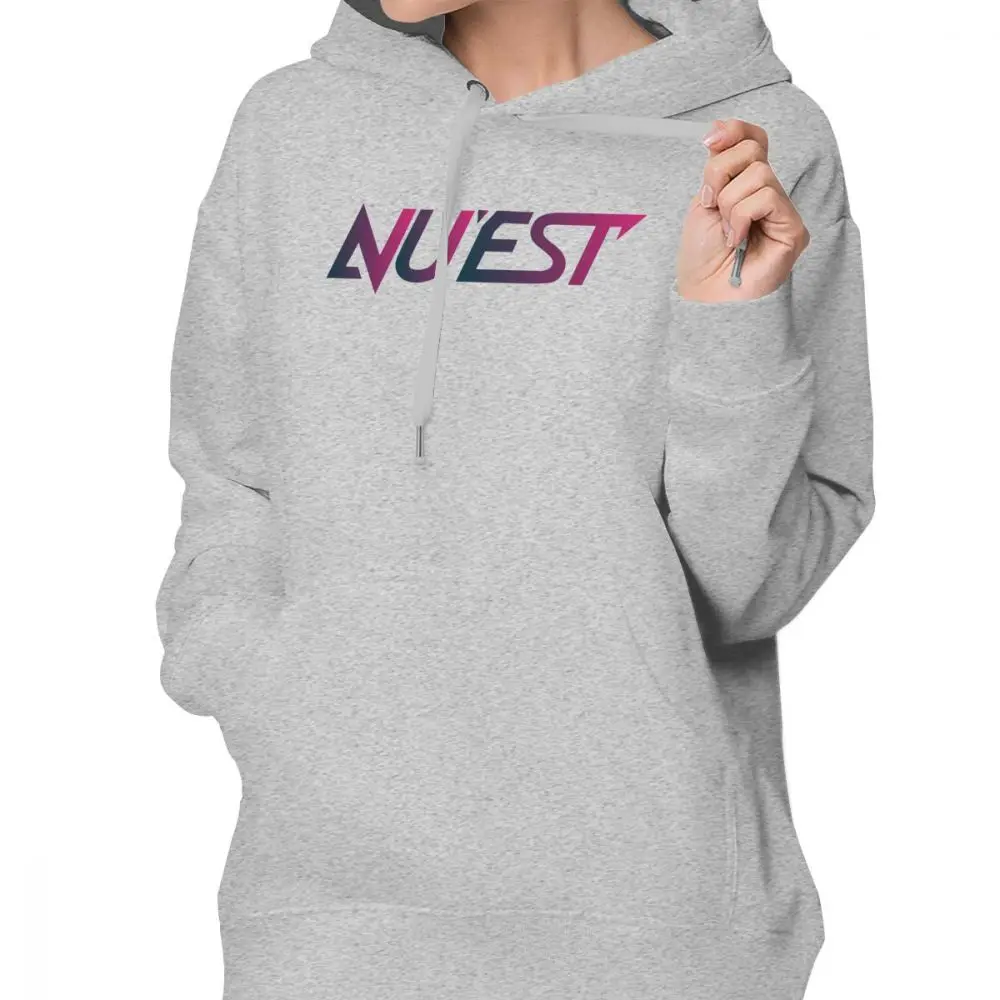 NUEST худи NUEST логотип с Ofc толстовки хлопок уличная одежда толстовки для женщин темно-синий Графический Большой пуловер с длинным рукавом Толстовка