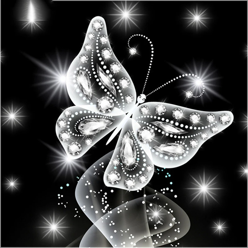 Новый полный квадратный алмаз 5D DIY алмазная живопись Черно-белая бабочка вышивка