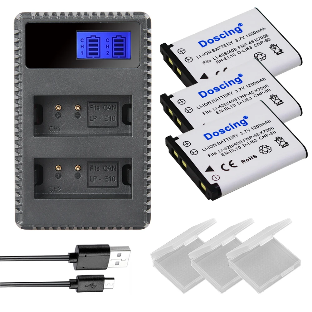 3P Li-42B Li-40B Li ion аккумулятор 40B 42B Батарея для цифровой камеры Olympus NP-45 + USB Dual Зарядное