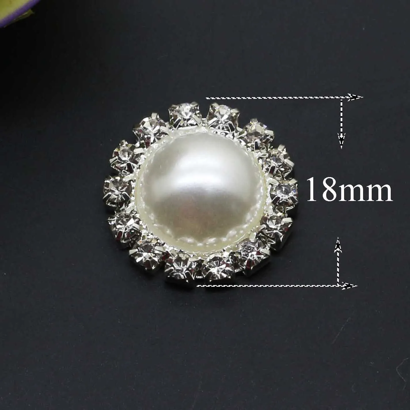 No.2 18mm 10 шт., белый жемчуг, стразы, пуговицы, металлическое украшение для свадебных приглашений, кнопка, брелок для волос, цветок, центр скрапбукинга - Цвет: No.2 18mm