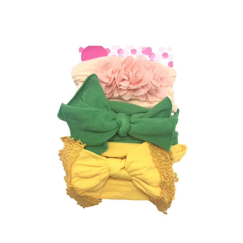 Nylon set 6 3 шт./компл. Цветочные Луки Детские оголовье в горошек бантом Haarband ободки для девочек хлопок Дети повязка на волосы для девушек аксессуары для волос - Цвет: Nylon set 6