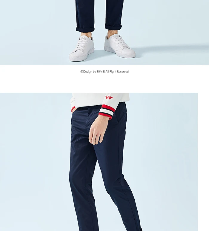 SEMIR, мужские обтягивающие хлопковые брюки, мужские чиносы с вышивкой, Мужские штаны, модные штаны на весну
