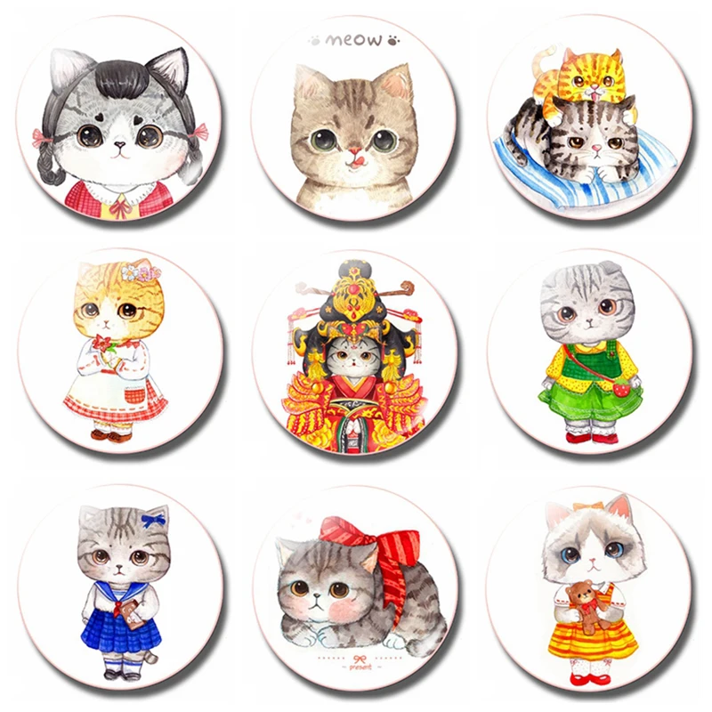 Котенок королева 30 мм магнит на холодильник мультяшный Кот студент Kawaii детский