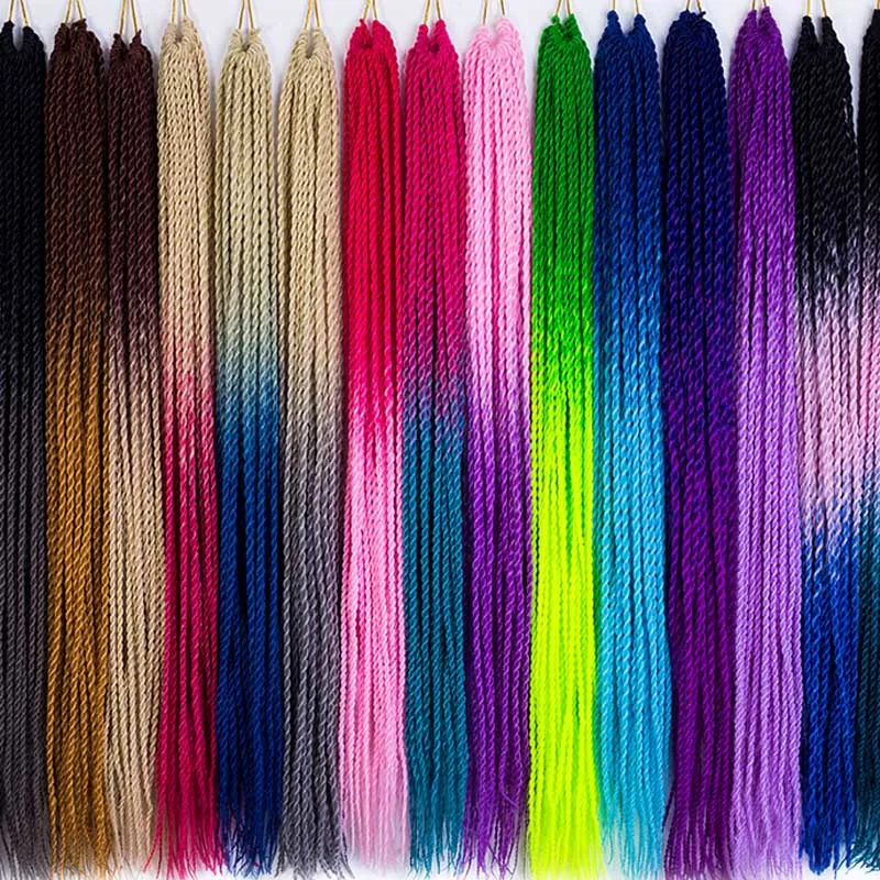 MERISIHAIR Ombre Сенегальские крученые волосы на крючках косички 24 дюйма 30 корней/упаковка синтетические косички волосы для женщин серый, синий, розовый, бро