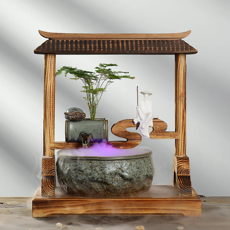 110/220 V Классический китайский стиль Zen орнамент повезло Керамика фонтан Office для