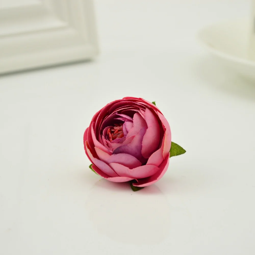 dark purple red 10 шт. дешевые шелковые Чайные розы с головой тычинки рукоделие DIY венки Скрапбукинг искусственные цветы для свадебного украшения автомобиля - Цвет: dark purple red