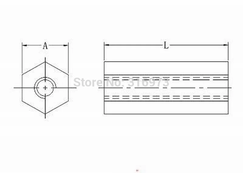 

(1000 pcs/lot ) 7mm/0.28" Black Nylon M3 Threaded Hex Female-Female Standoff Spacer