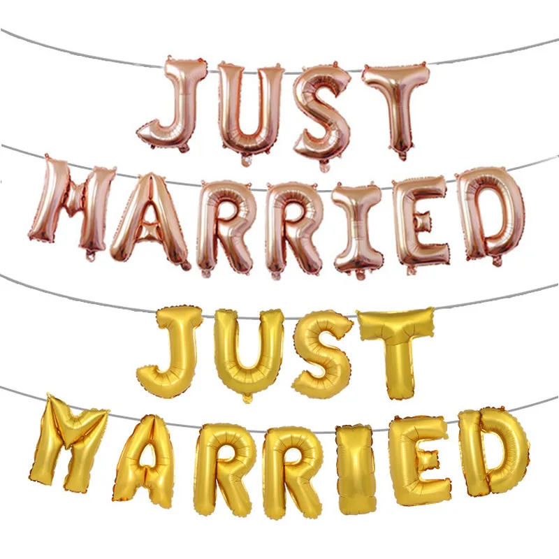 16 дюймов просто женат письмо воздушный шар набор свадебные шары для