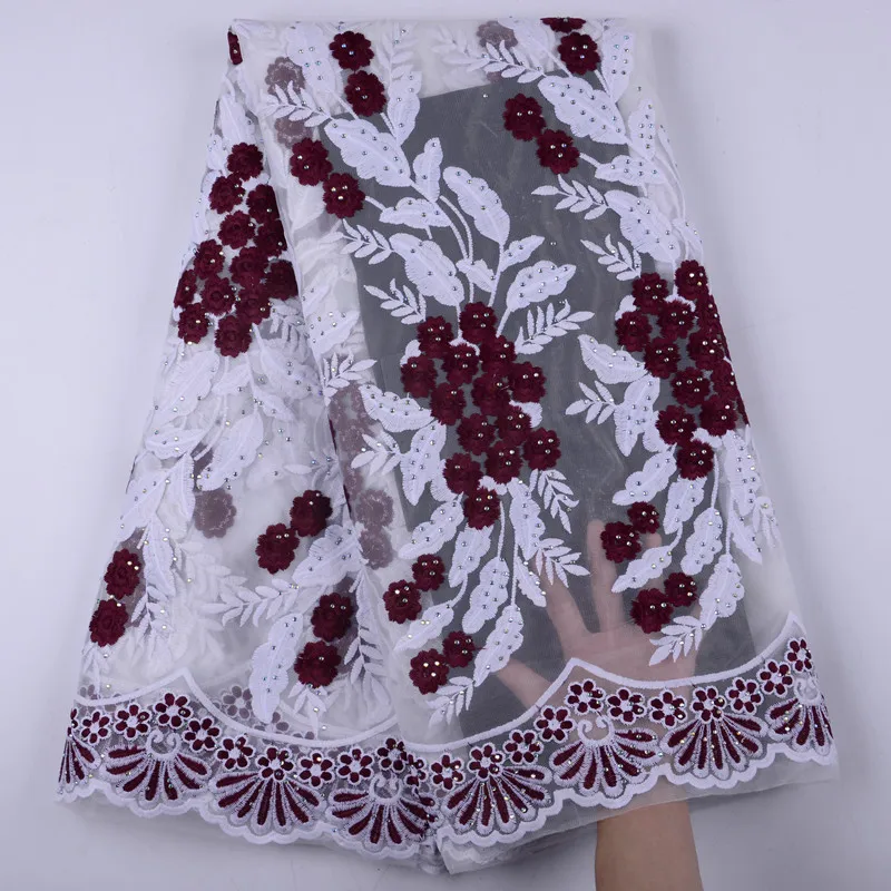 

African Lace Fabric High Quality Tulle Lace French Laces Fabrics For Wedding Dress 5 Yards A1435